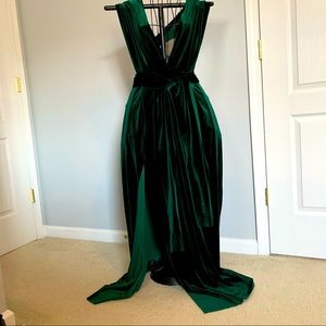 Two Birds Velvet Slit Dress